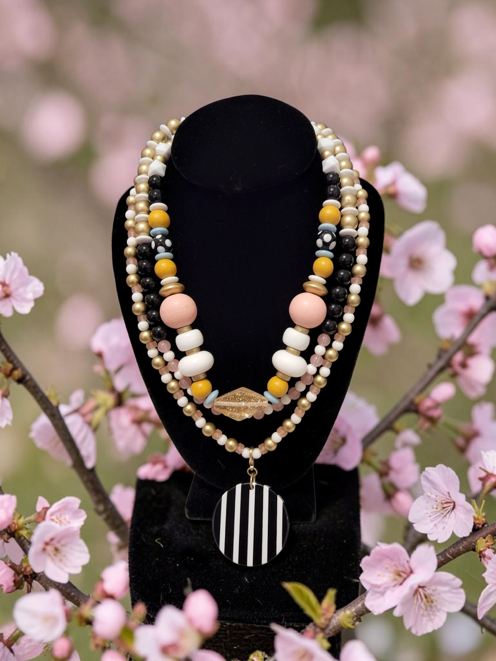 Multi-Strand  Beaded Statement Necklace